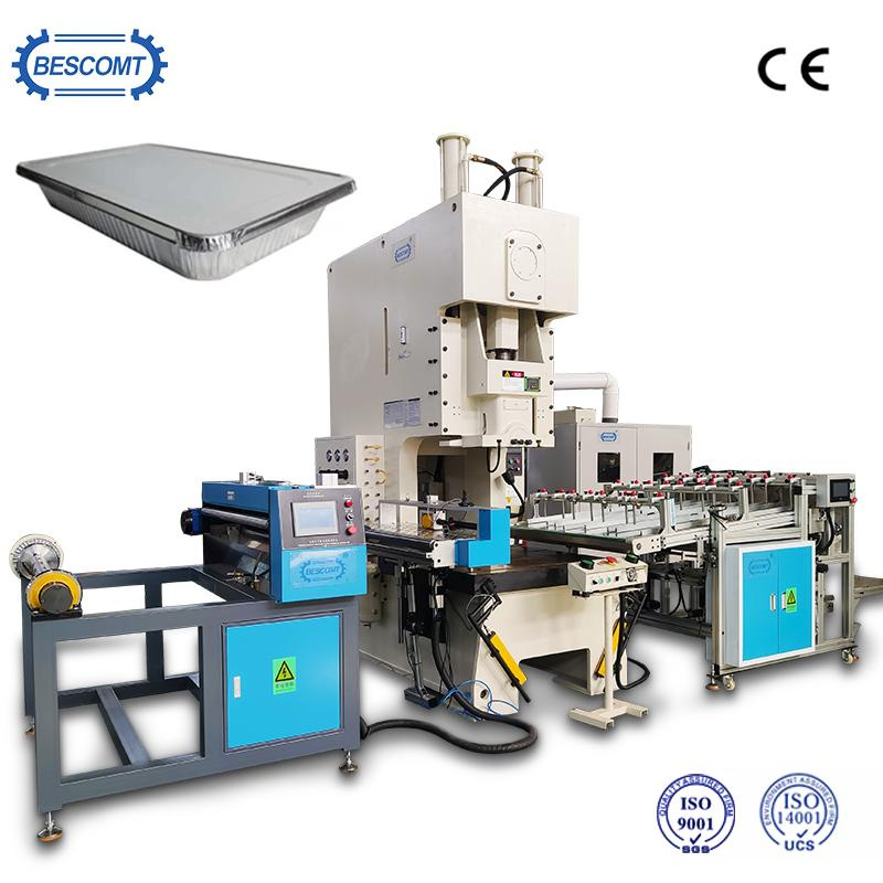 Fully Automatic Aluminum Foil Container Production Line | 45T/63T Press | PLC Controlled | High Speed 40-80 pcs/min | Auto Stacking & Waste Baler