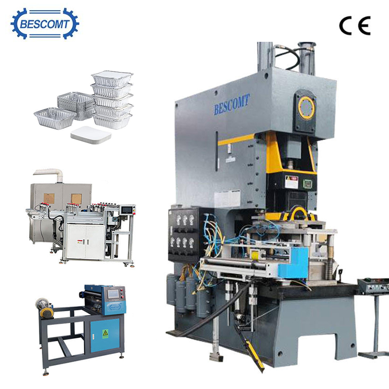 Fully Automatic Aluminum Foil Container Production Line | 45T/63T Press | PLC Controlled | High Speed 40-80 pcs/min | Auto Stacking & Waste Baler