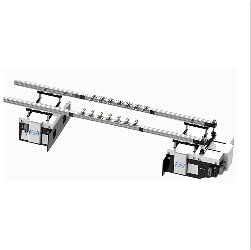 Industrial robot arm handling metal stamping